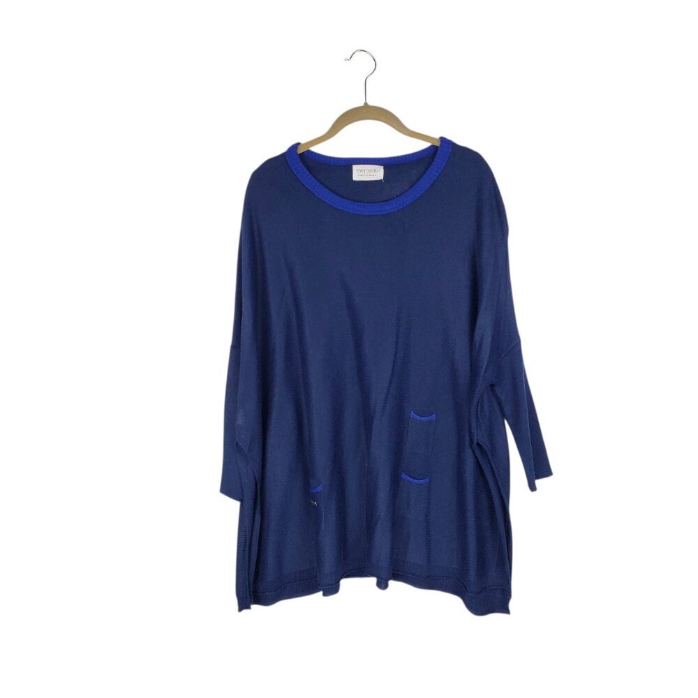 MerSea Catalina Sweater Navy Blue Crew Neck Swing Oversized Boxy Womens OS